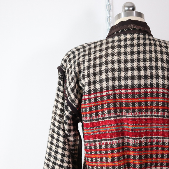 ❌SOLD❌vintage ethnic plaid woven wool jacket S/M - Picture 4 of 8